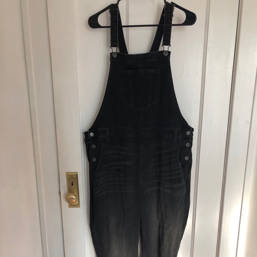 Old Navy black denim overalls